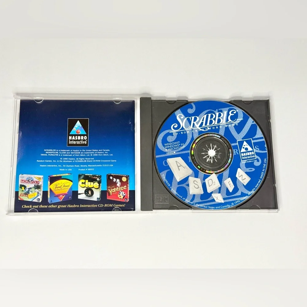 Scrabble CD-ROM Crossword Computer Game 1996 Hasbro Windows 95/3.1 Mac